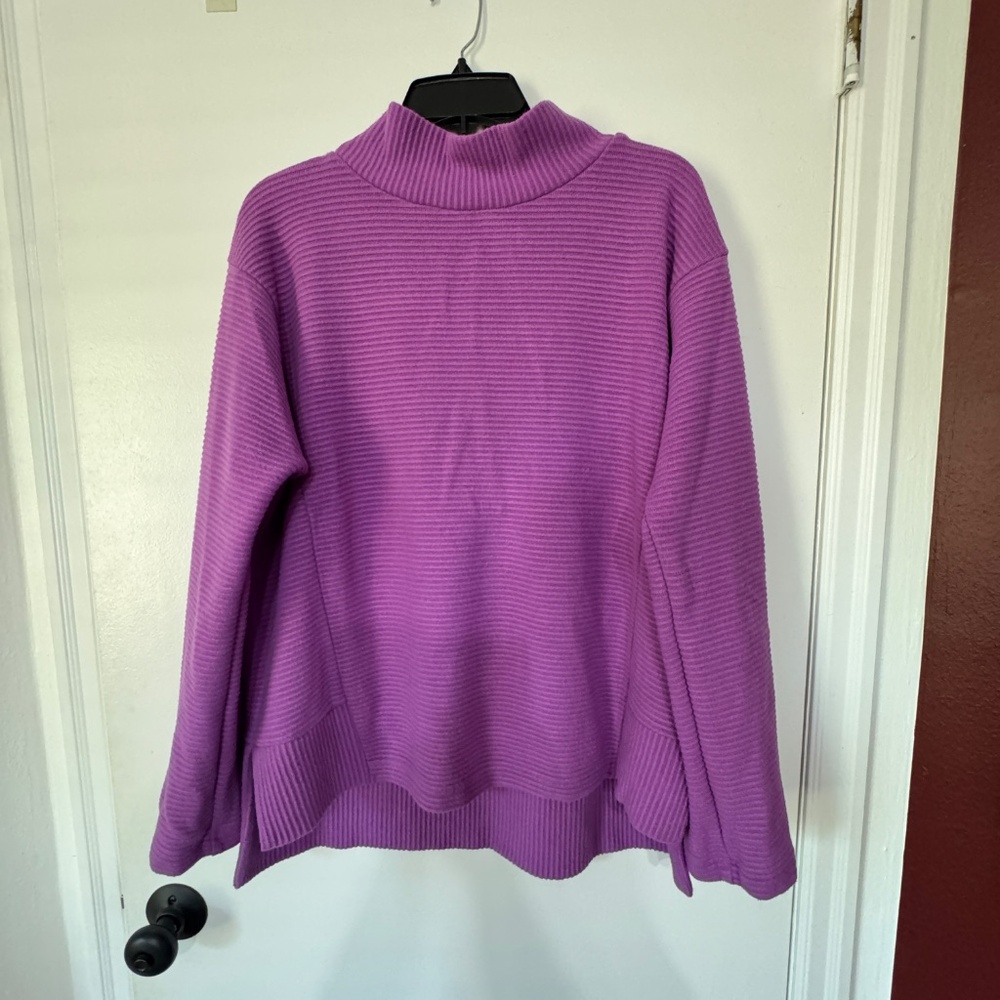 Melloday Pullover Sweater Mock Funnel Neck Orchid Purple Loose Fit size L